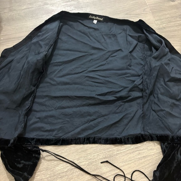 Lucky Brand Crushed Velvet Black Open Front Cardigan Bell Sleeve Whimsigoth Sz M - Picture 8 of 11